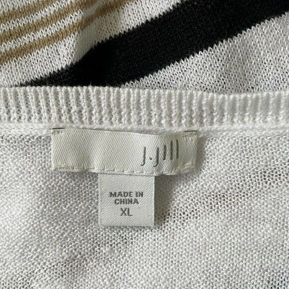 j. Jill Stripe Pullover Sweater XL Linen Blend Stripe Lightweight 3/4 Sleeves - Picture 4 of 5